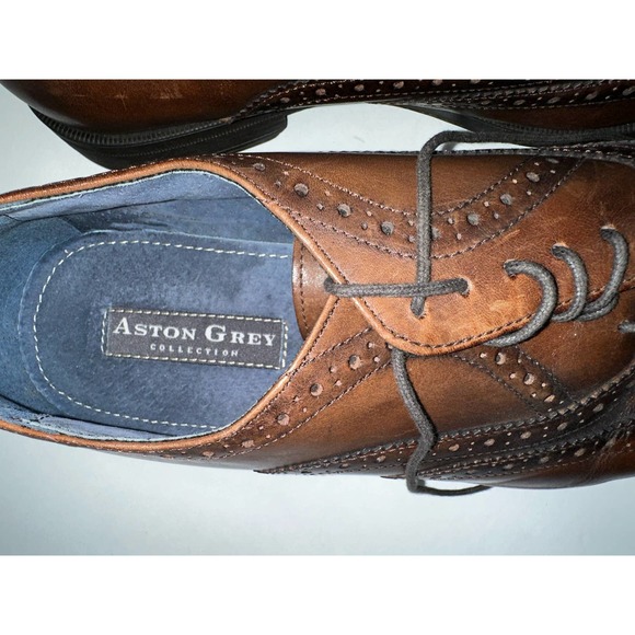 Aston Grey Altair‎ brown wingtip shoes size 11 - Picture 2 of 6